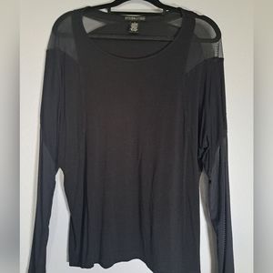 DESIGNHistory long sleeve, black top with sheer sleeves. Size L.
